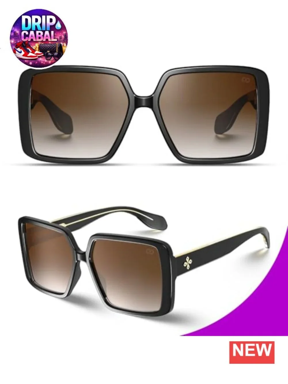 Oversized Square Sunglasses Women UV400 TR90 Retro Frame Driving Travel